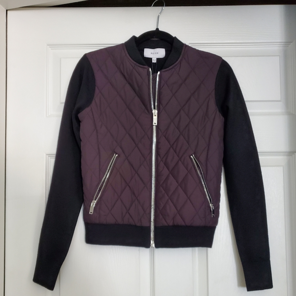 Reiss Ayla Quilted Jacket Jumper, US 0 / UK 4, NWT